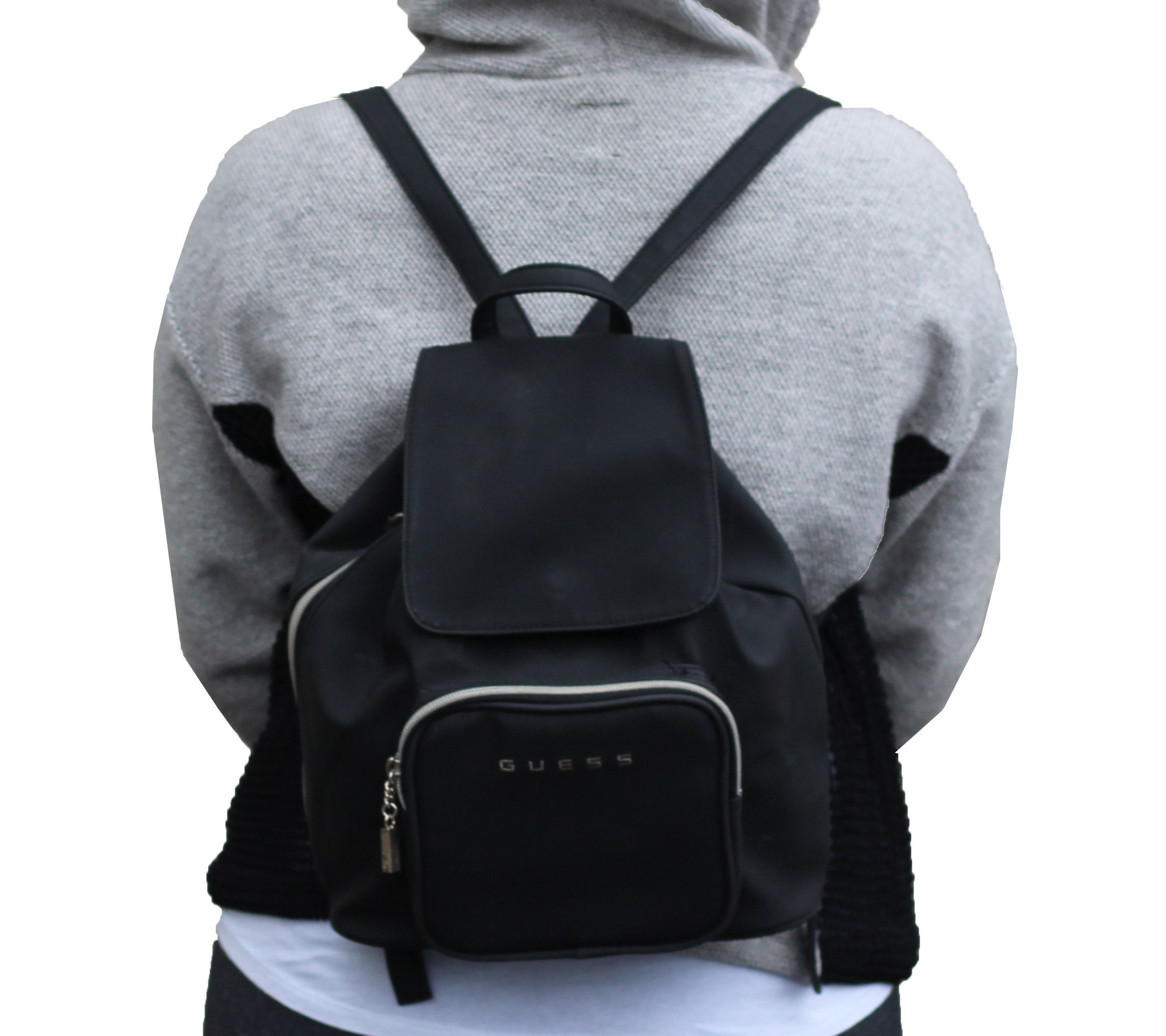 black pleather backpack