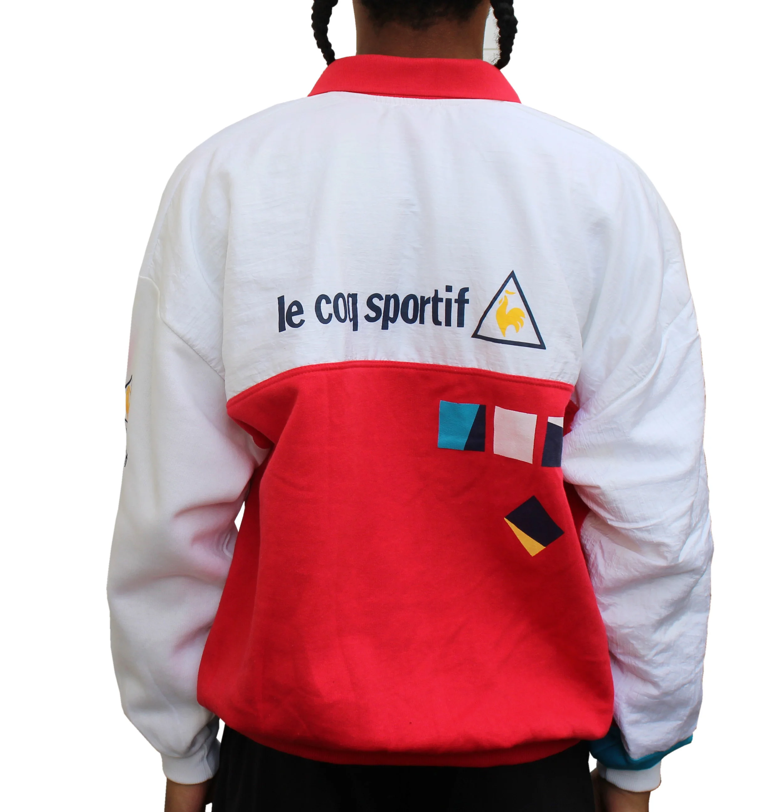 Vintage Le Coq Sportif Colorful Collared Sweatshirt Size L Nwt