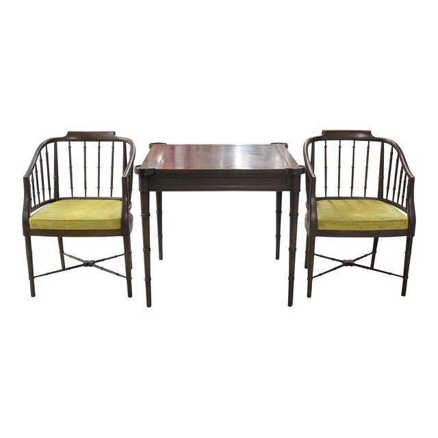 Drexel Heritage Faux Bamboo Table Chairs Set Of 3 Drexel Heritage Faux Bamboo Table