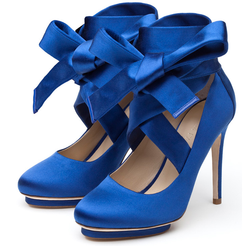 blue satin shoes