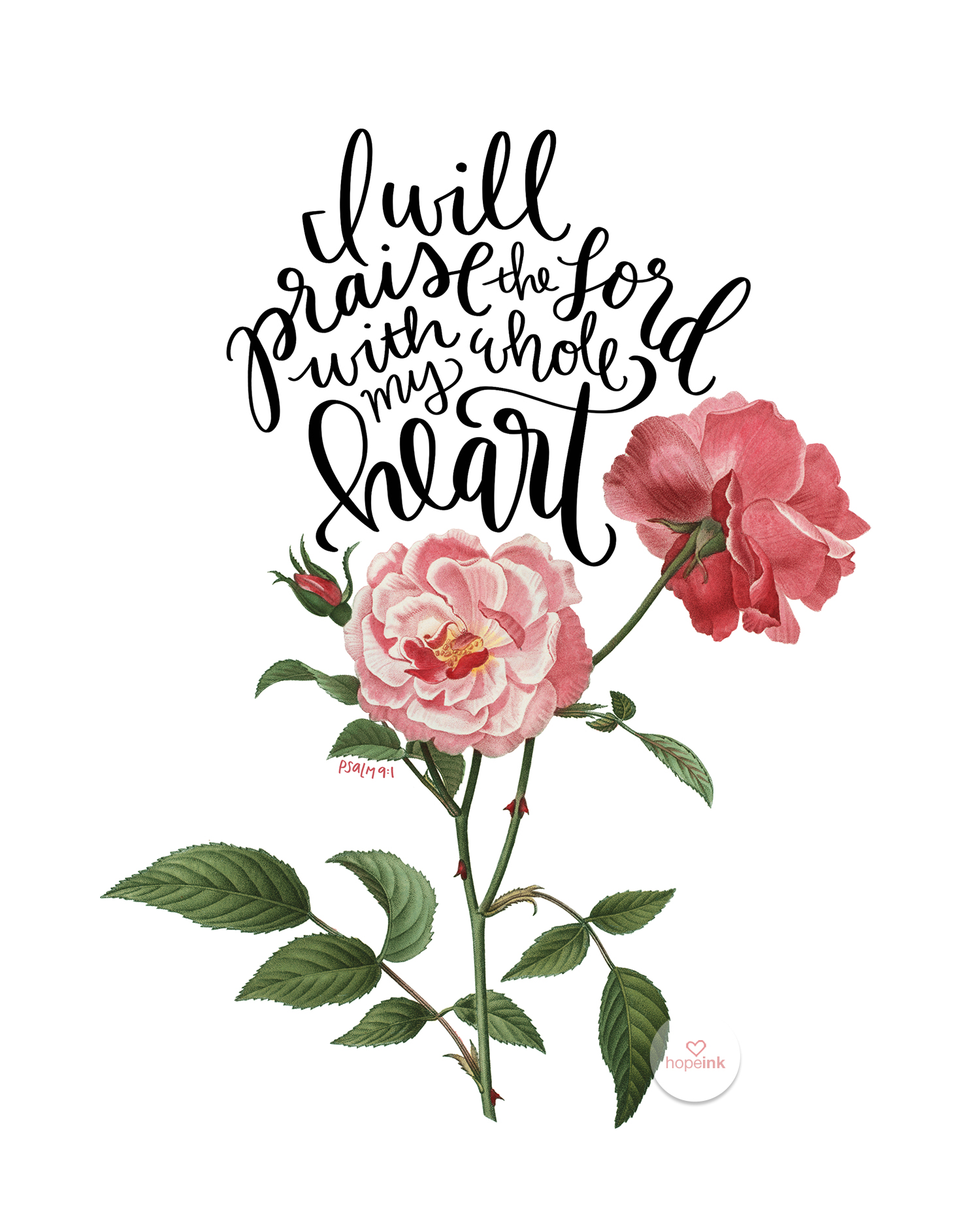 Twelve Vintage Rose Prints Psalms And Roses Collection Hope Ink