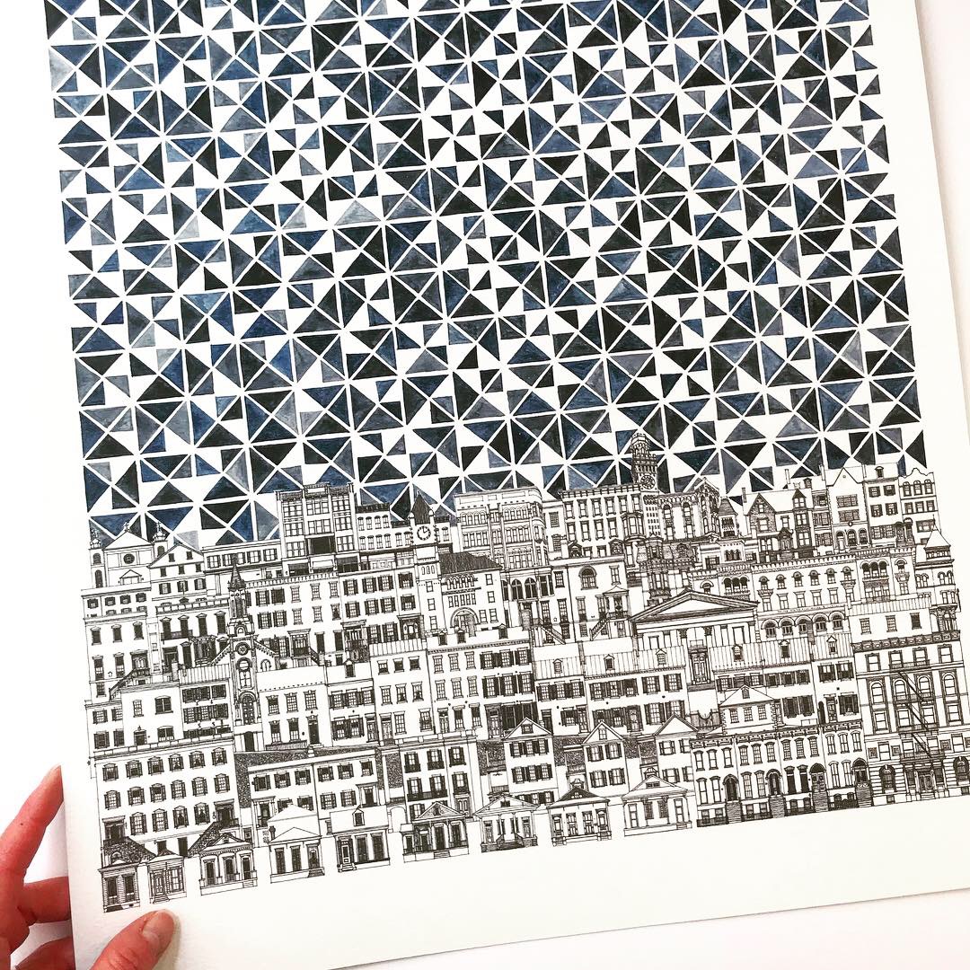 Night City Original Watercolor Turn Of The Centuries