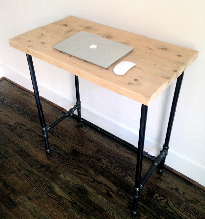 The Edison Standing Desk Reclaimed Wood Steel Pipe Arc Timber