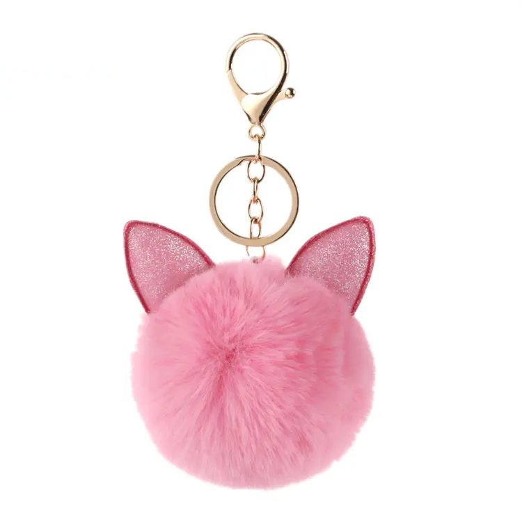 Pom Pom Kitty Keychains Cute Kitty Pom Pom Keychains Glitter 