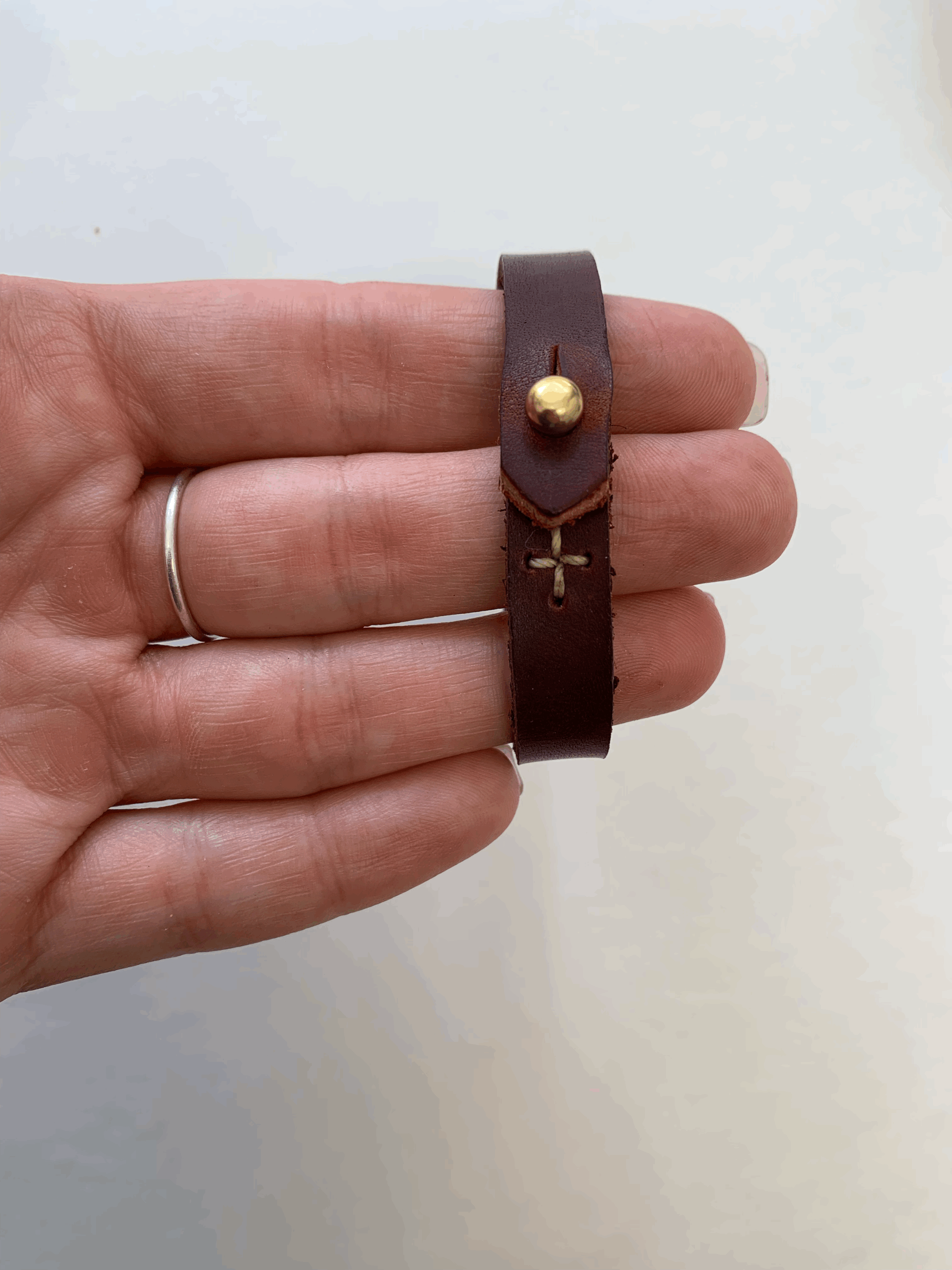 Cross and Leather Bracelet