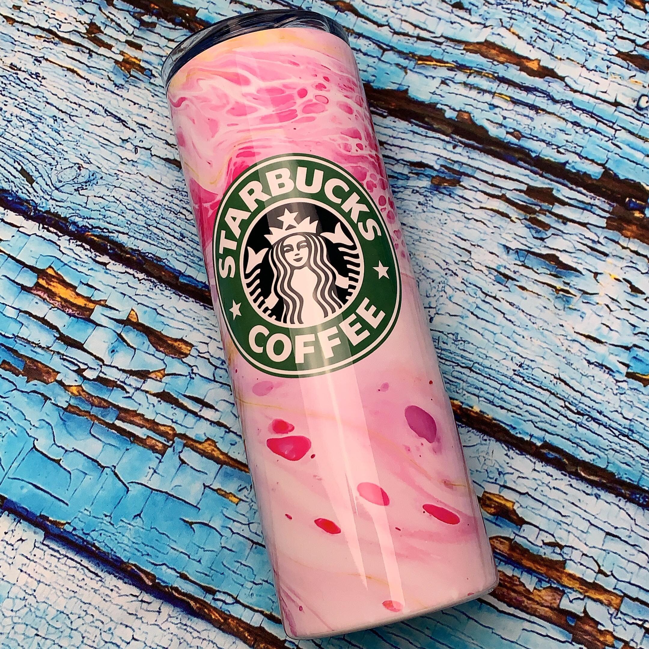Starbucks Pink Bling 20 oz Stainless Steel Skinny Tumbler Sublimation