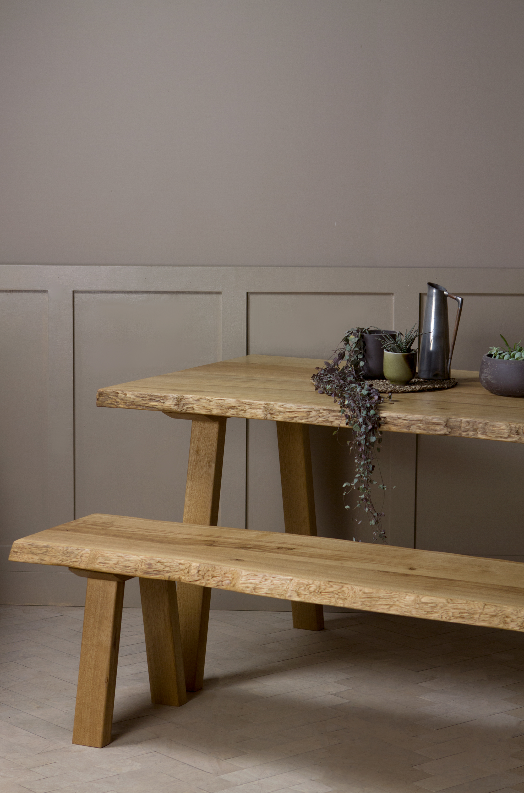Waney Stong Bench Wooden Legs Konk Custom Handmade Furniture