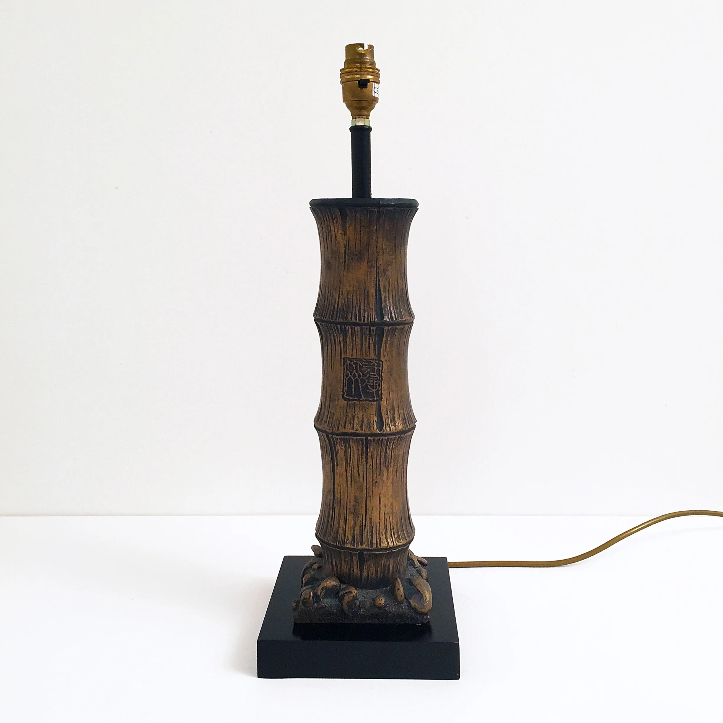 Wood Carved Faux Bamboo Table Lamp Ground One Six