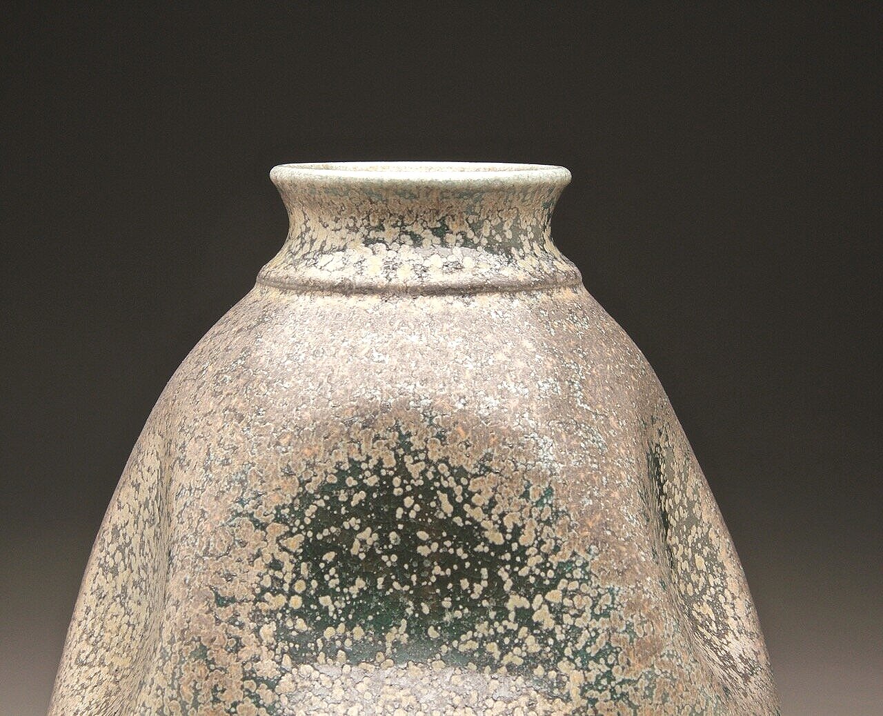 Dimpled Flower Vase In Patina Green 12 5 H Ben Owen Pottery