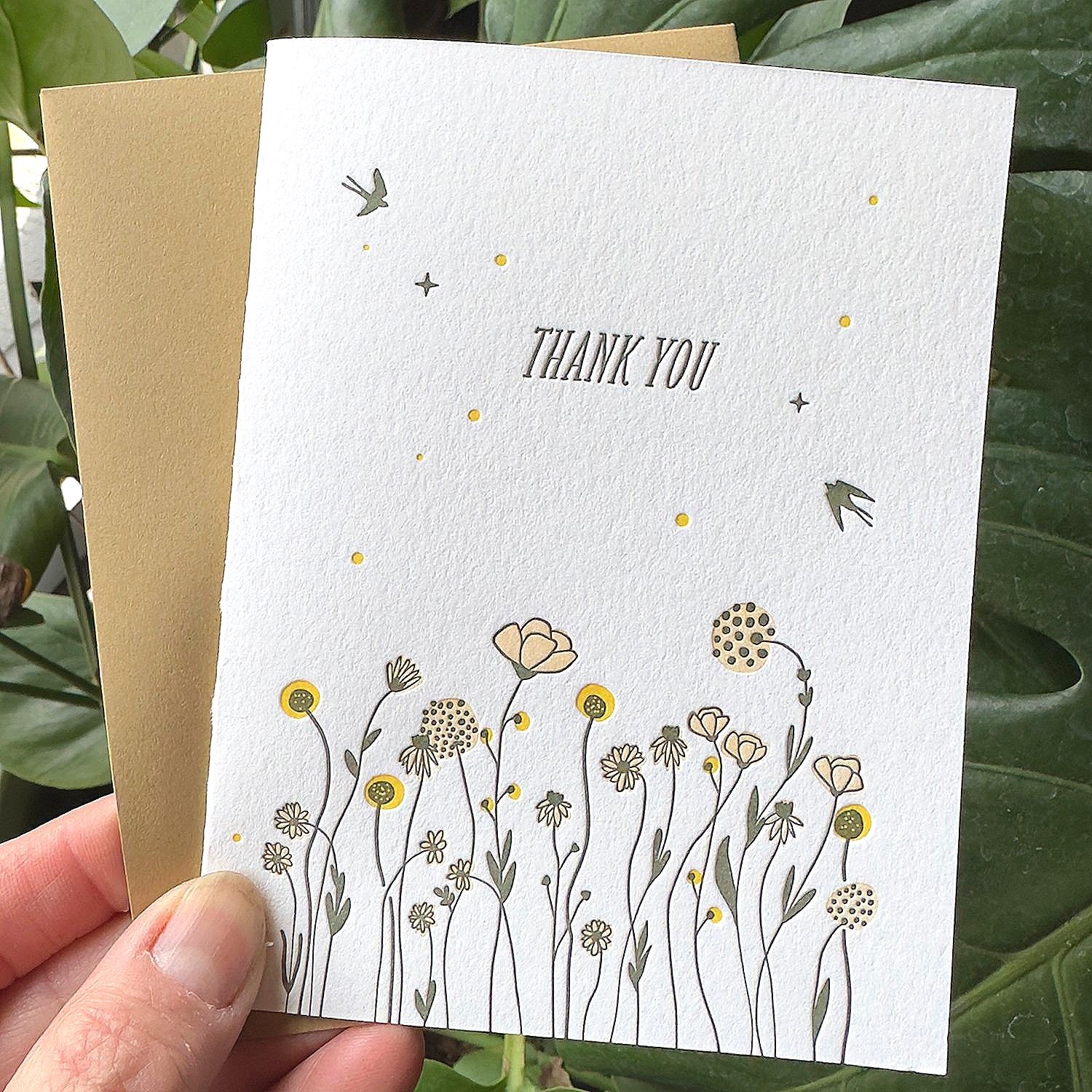 Thank You Letterpress and Watercolor Card 4021 | Lark Press