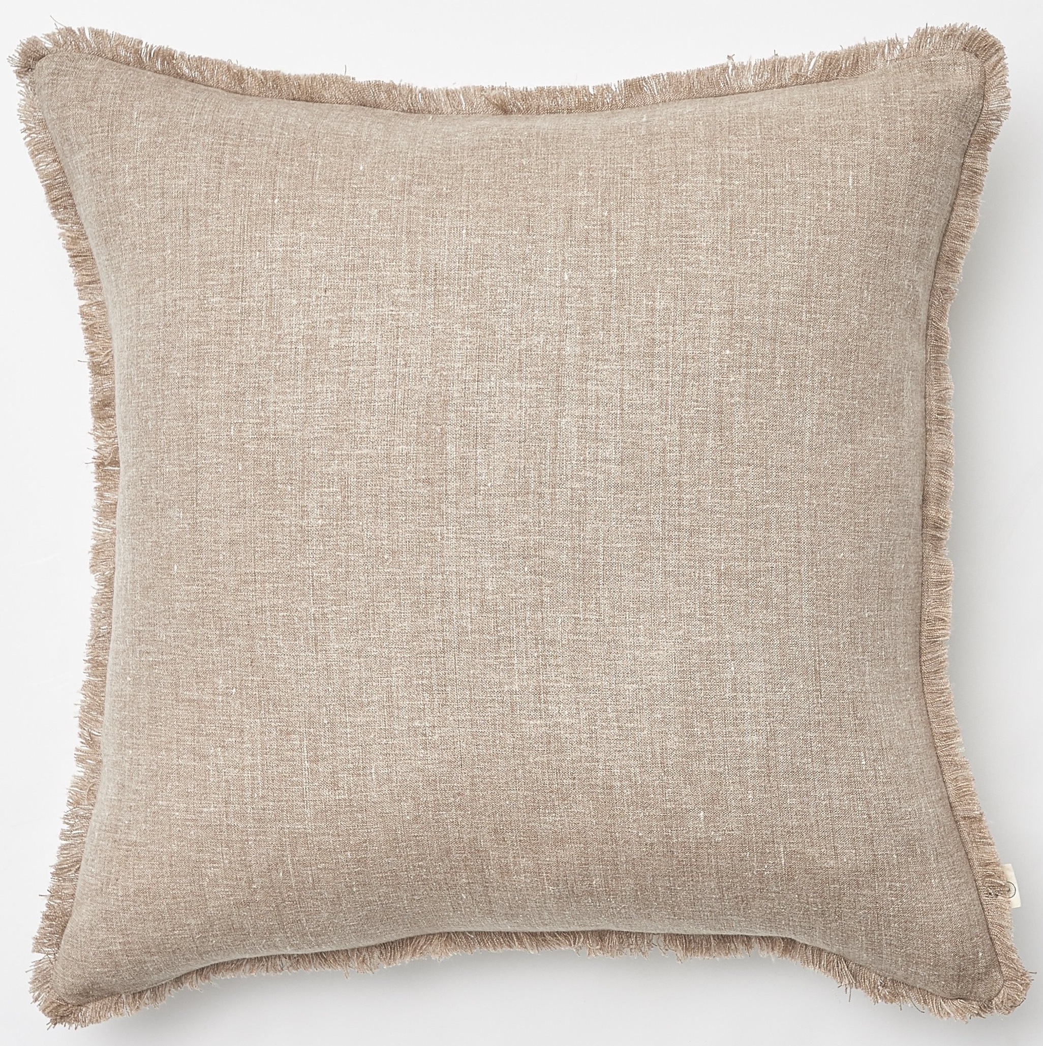 Frayed Edge Heathered Natural Belgium Linen Pillow — COUNTY ROAD