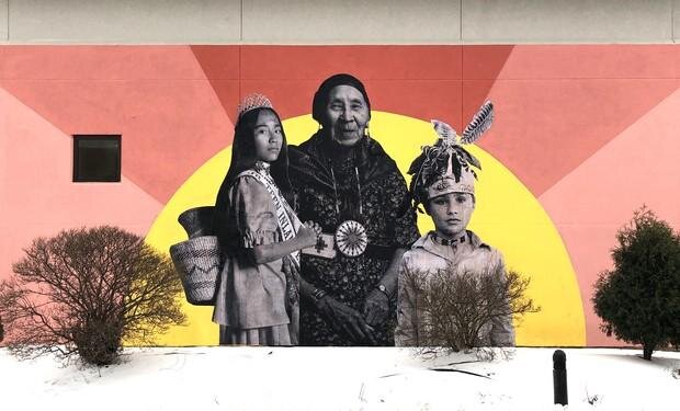 Mural at Lawrence University, celebrating a collaboration with Mitika Wilbur, courtesy of Brigetta Miller and Lawrence University
