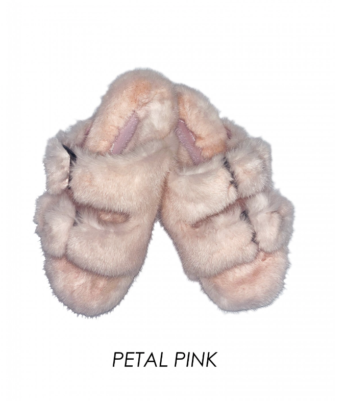 pink mink fur slippers