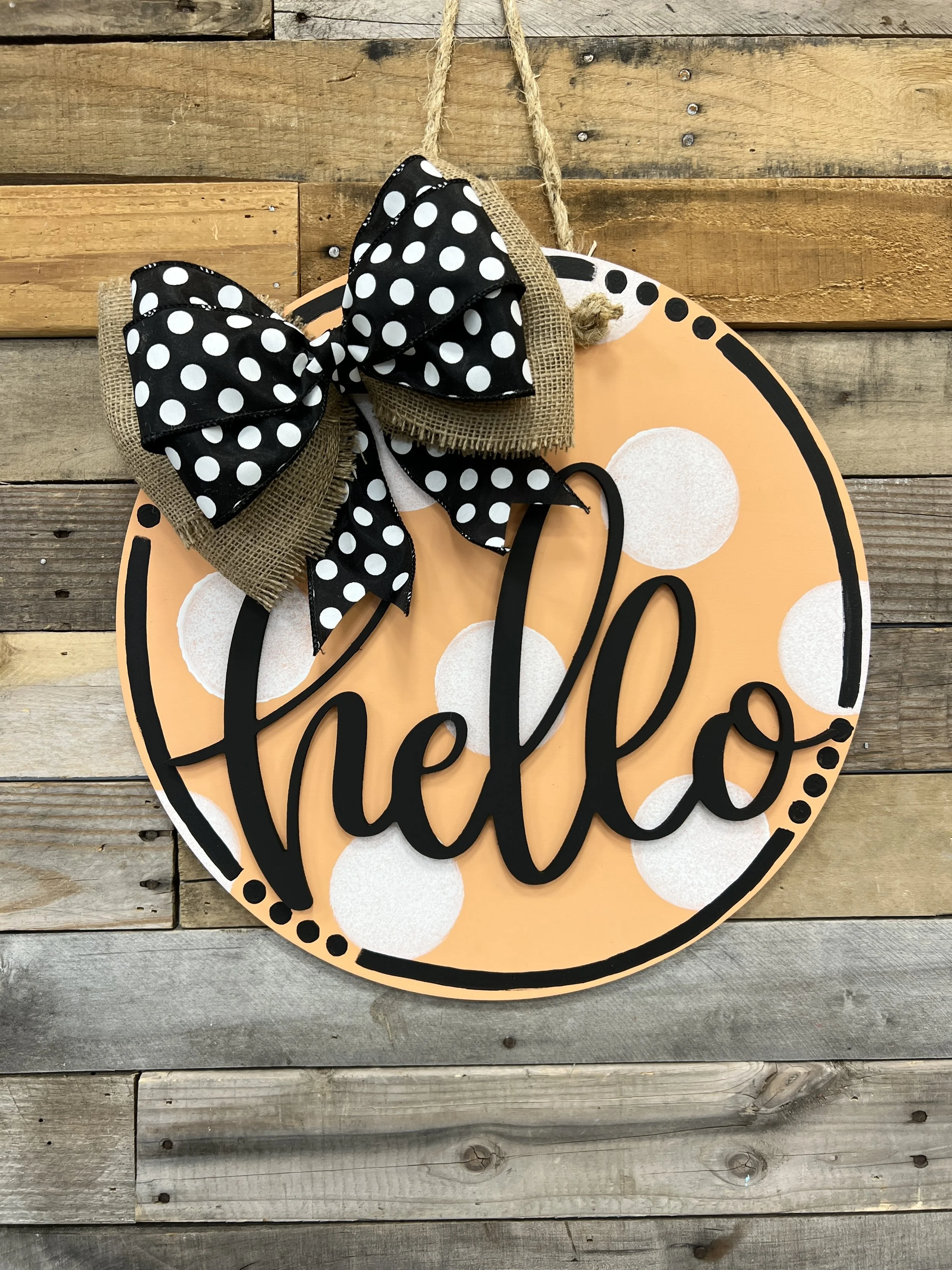 Teal Hello Circle Door Hanger — The Makery