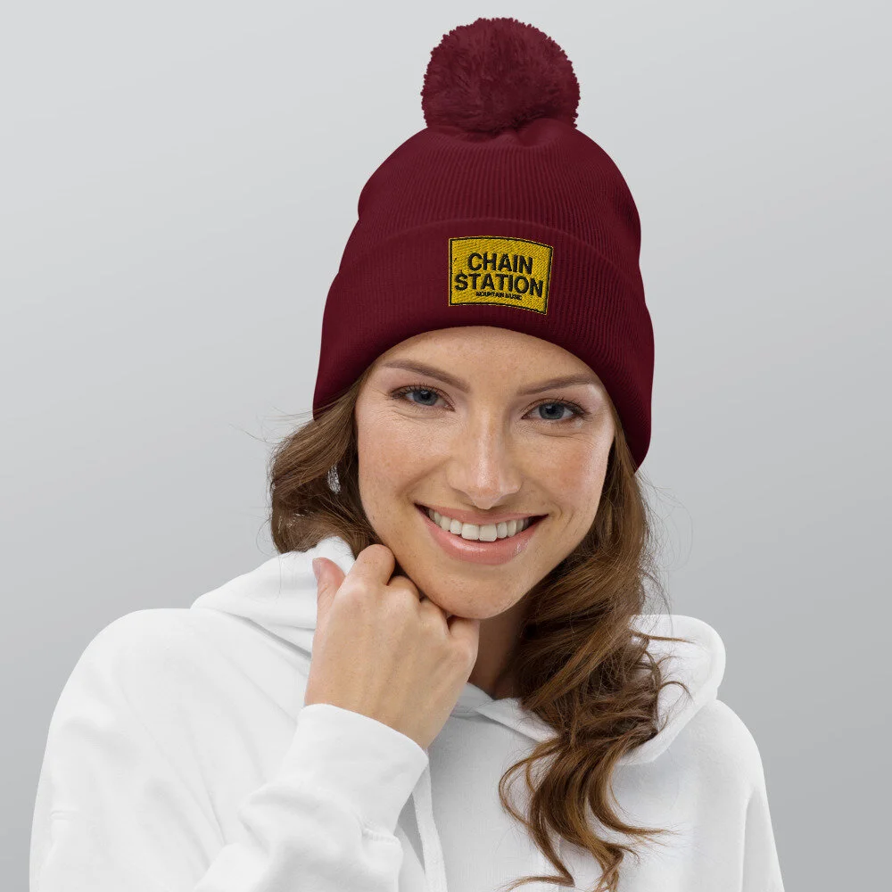 【みっちゃん】CASHMERE PON PON BEANIE Pom Pom Patch Beanie — Chain Station