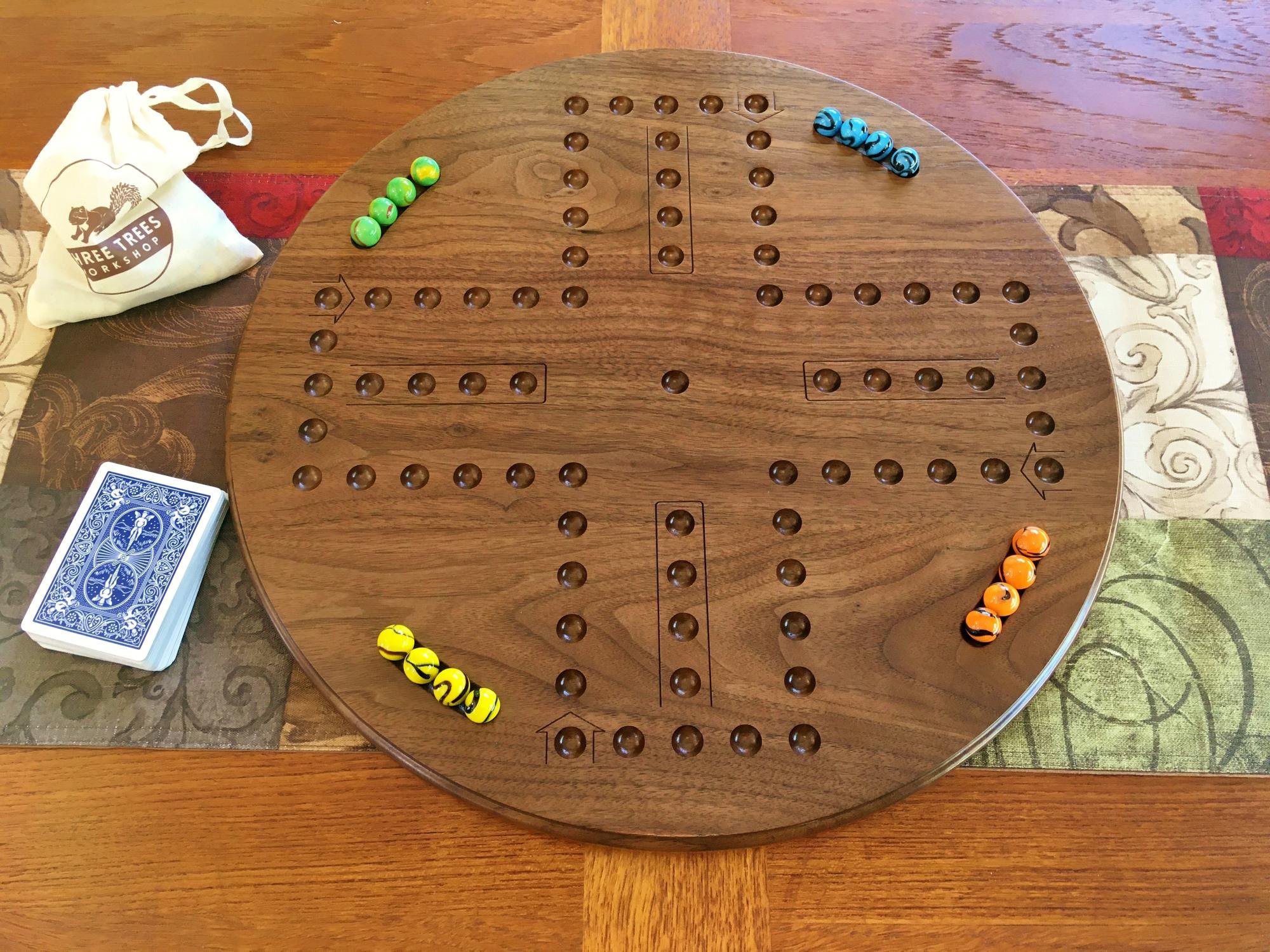 Personalized Wooden Parcheesi Board Game With Pictures - 4 Players