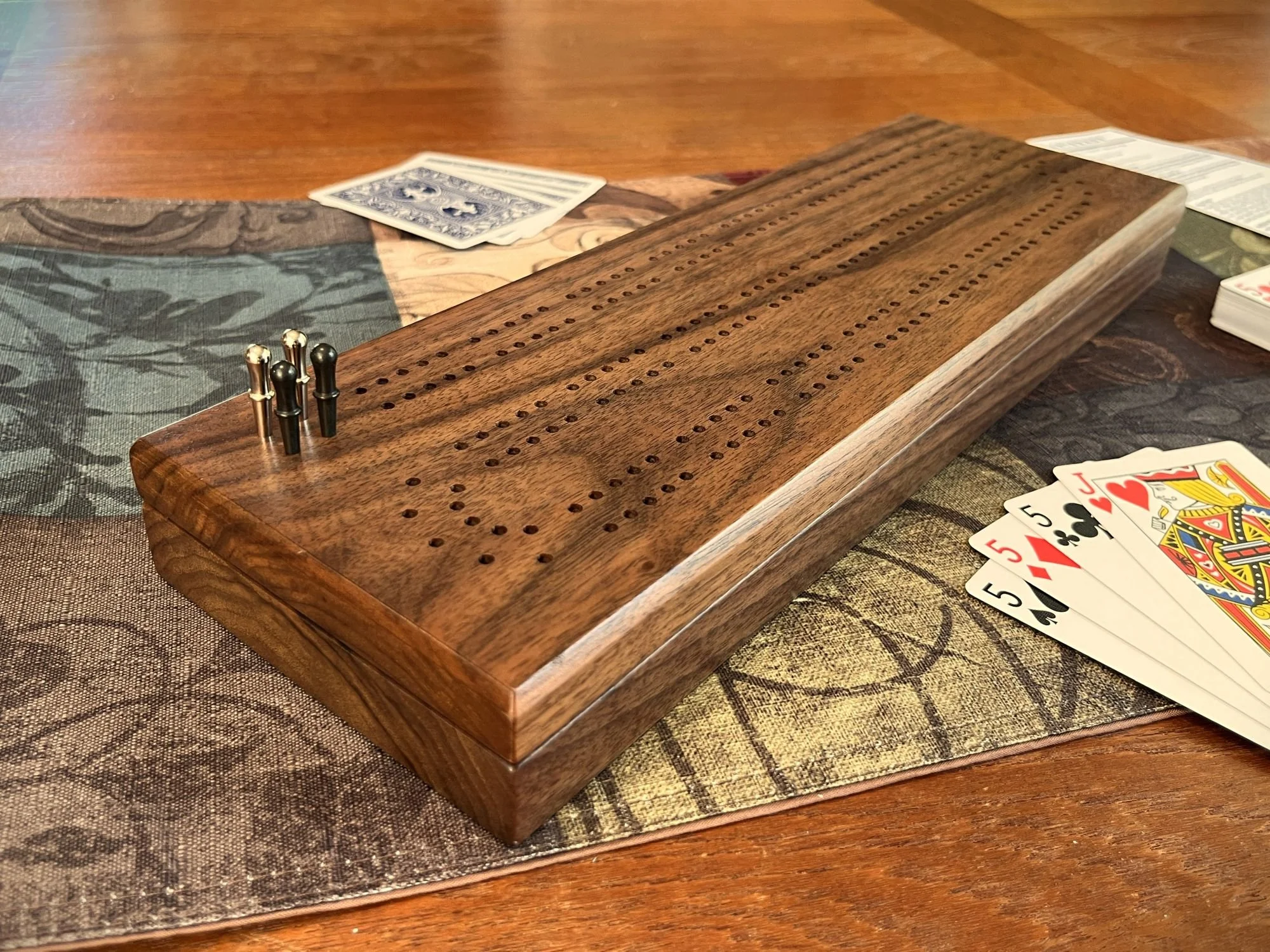 thumbnail image 2 of WE Games 3 Player Wooden Cribbage Board Set With Storage, Black Stained 2 of 12