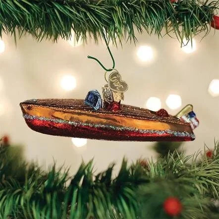 Home Kitchen Old World Christmas Pontoon Boat Glass Blown Ornament By Old World Christmas Seasonal Decor