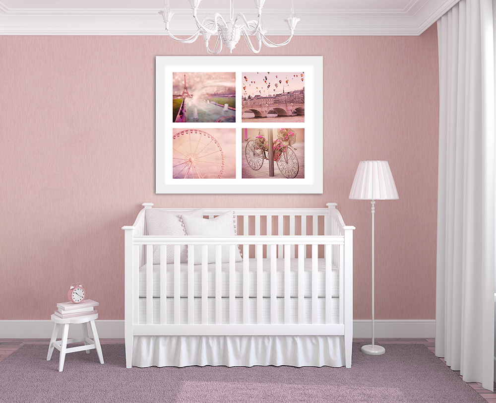 Pink Paris Nursery Print A Photography Of Hot Air Balloons Over