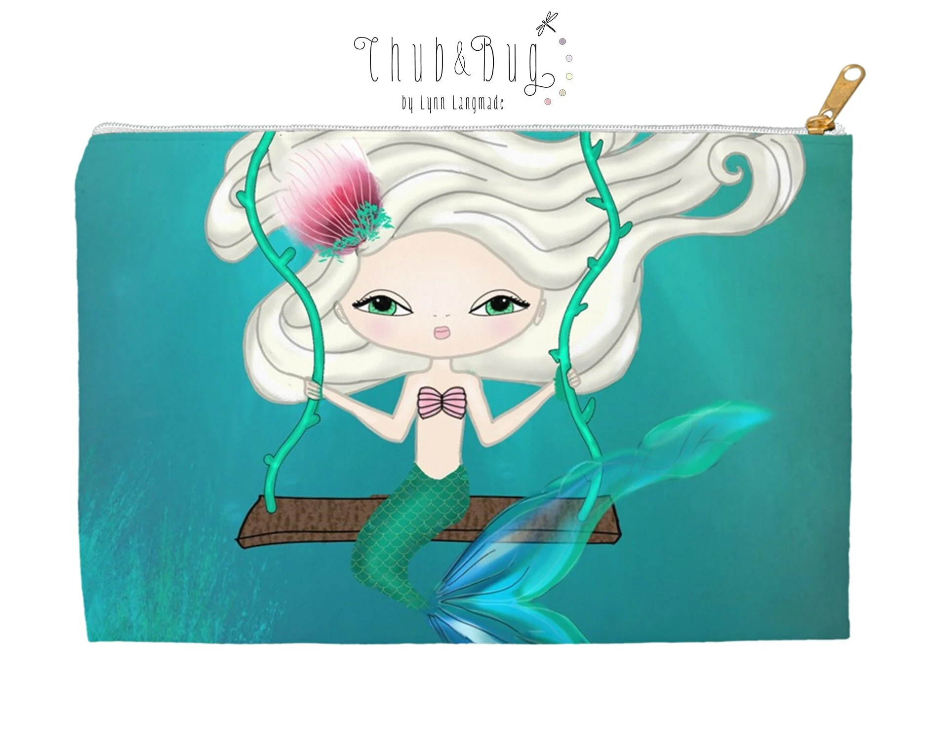 Mermaid Pencil Pouch Large Personalized Girls Pencil Bag With