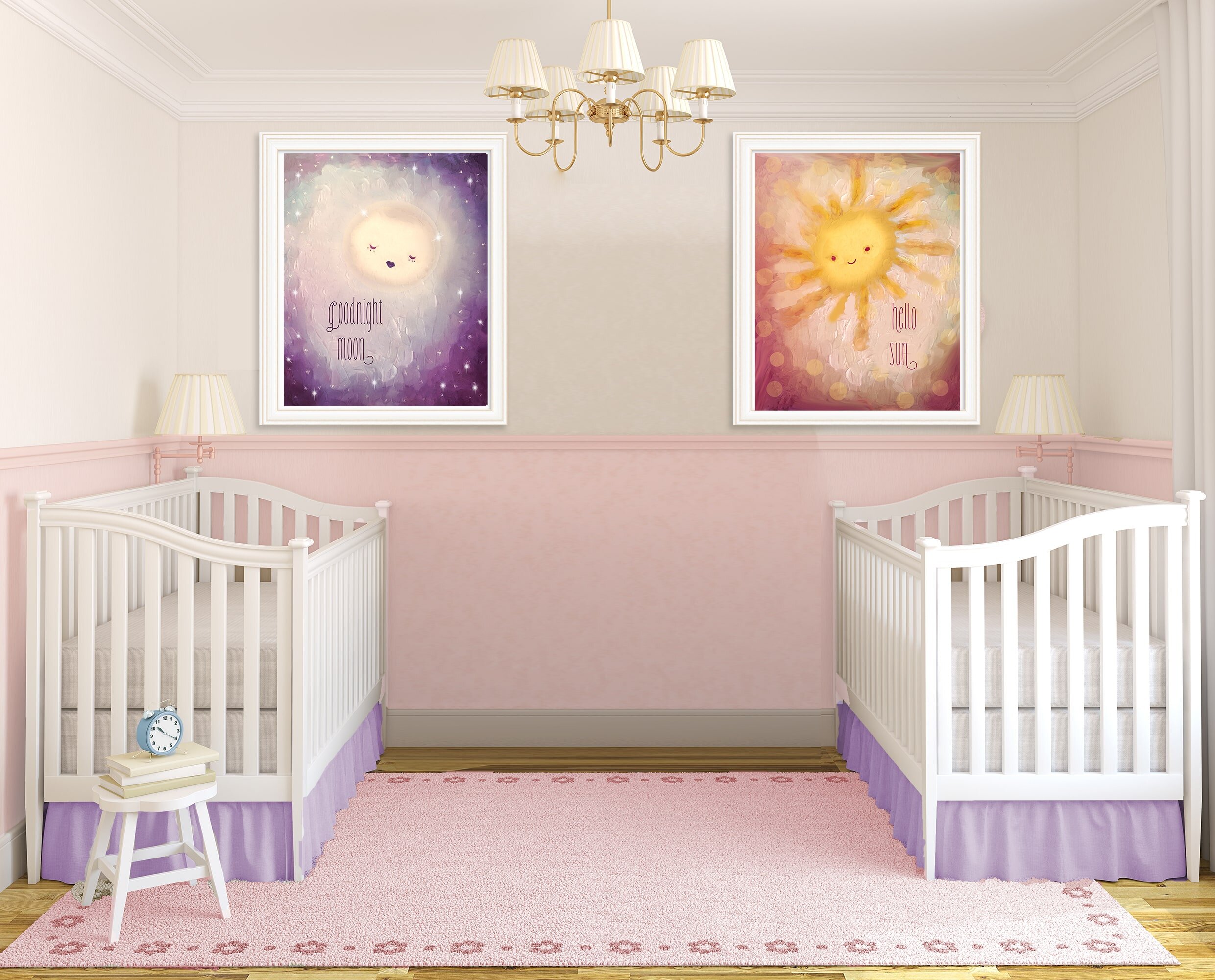 Sun And Moon Print Set For Twins Goodnight Moon Hello Sun
