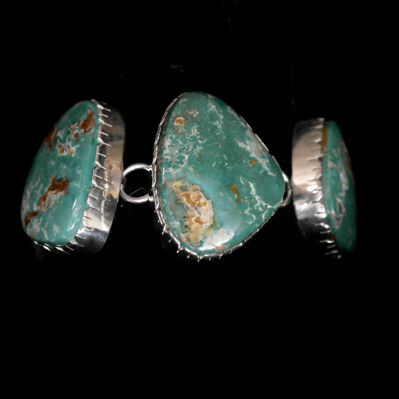 60 460 Chunky Fox Turquoise Link Bracelet The Adobe Fine Art