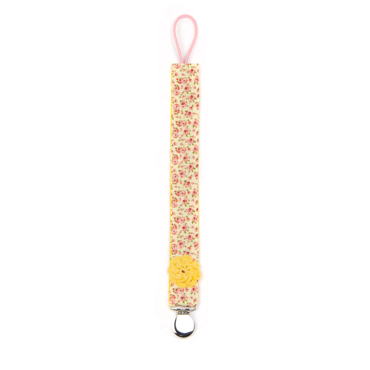 Pacifier Clip - Pink Yellow Flowers - Yellow Flower — THE DUCKIES - DESIGN  STORE