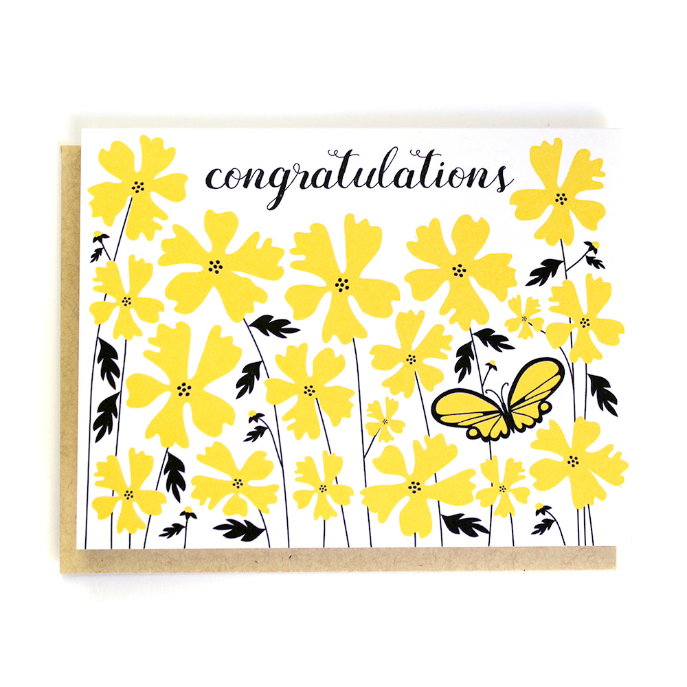 Congratulations Card Yellow Flowers