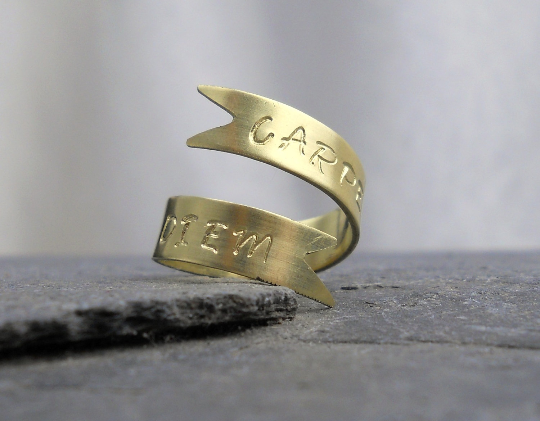 Sterling Silver Carpe Diem Inspiration Word Ring 