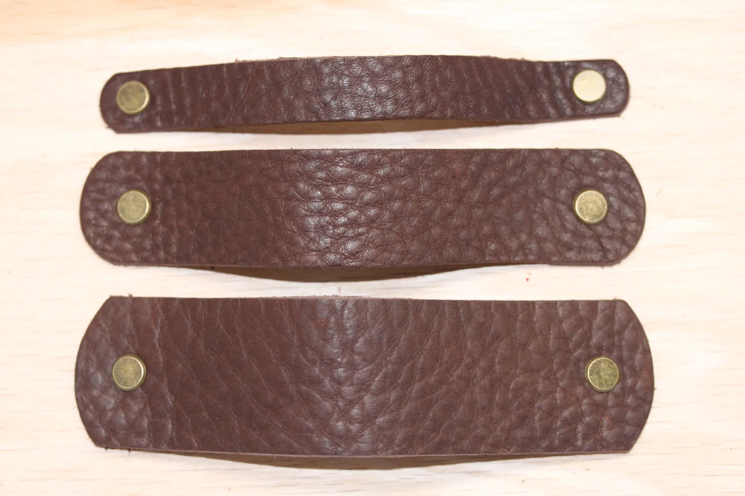 Dark Brown All Leather Drawer And Cabinet Pulls With Hardware 3