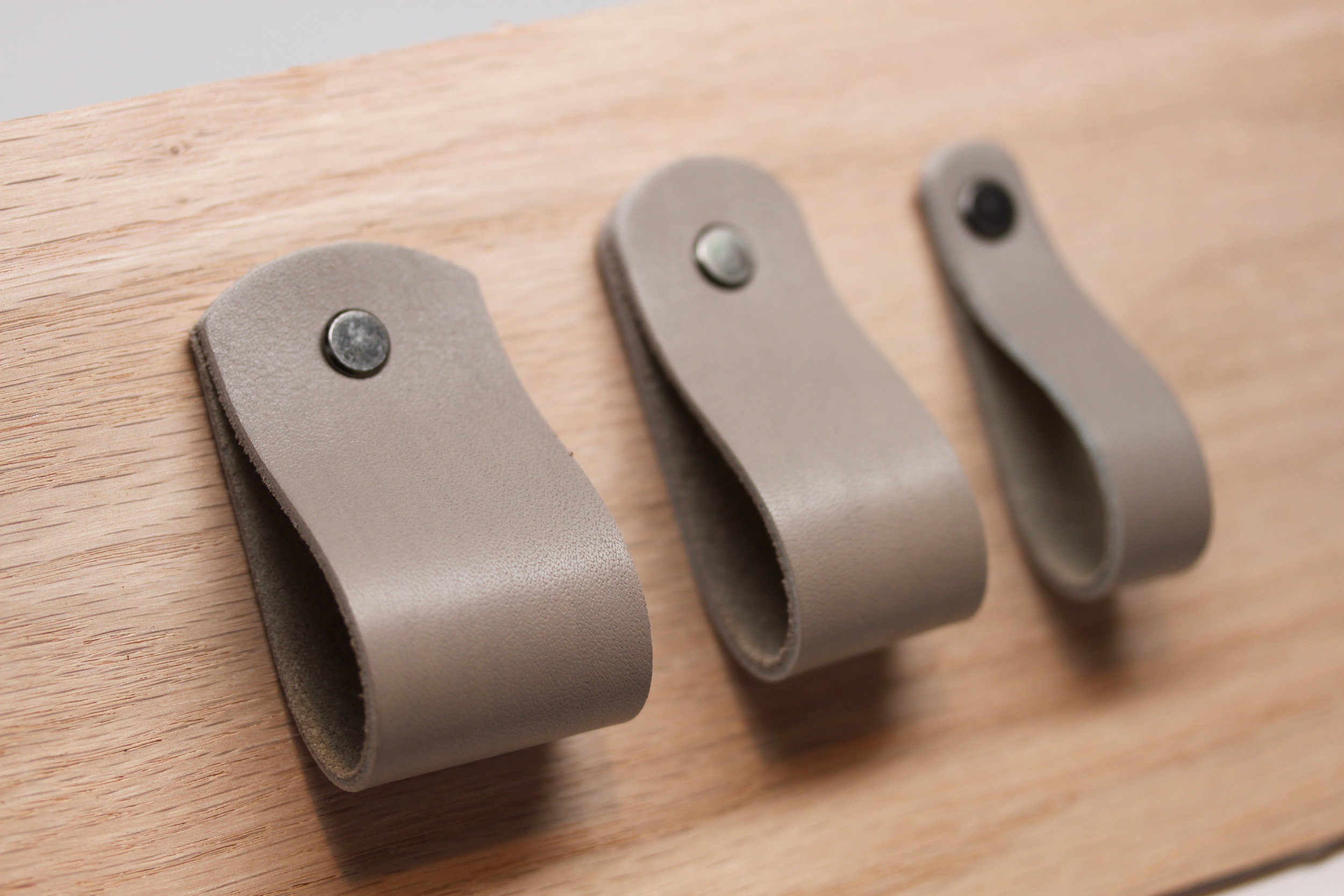 Gray All Leather Drawer And Cabinet Loop Pulls With Hardware 3