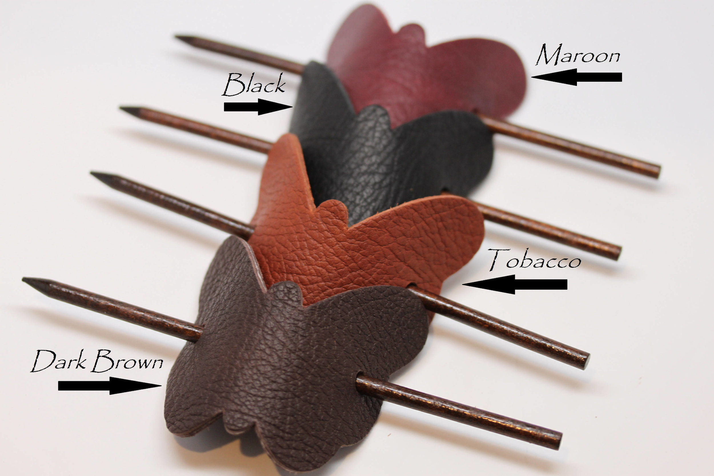 Simple And Unique Maroon Burgundy Leather Butterfly Hair