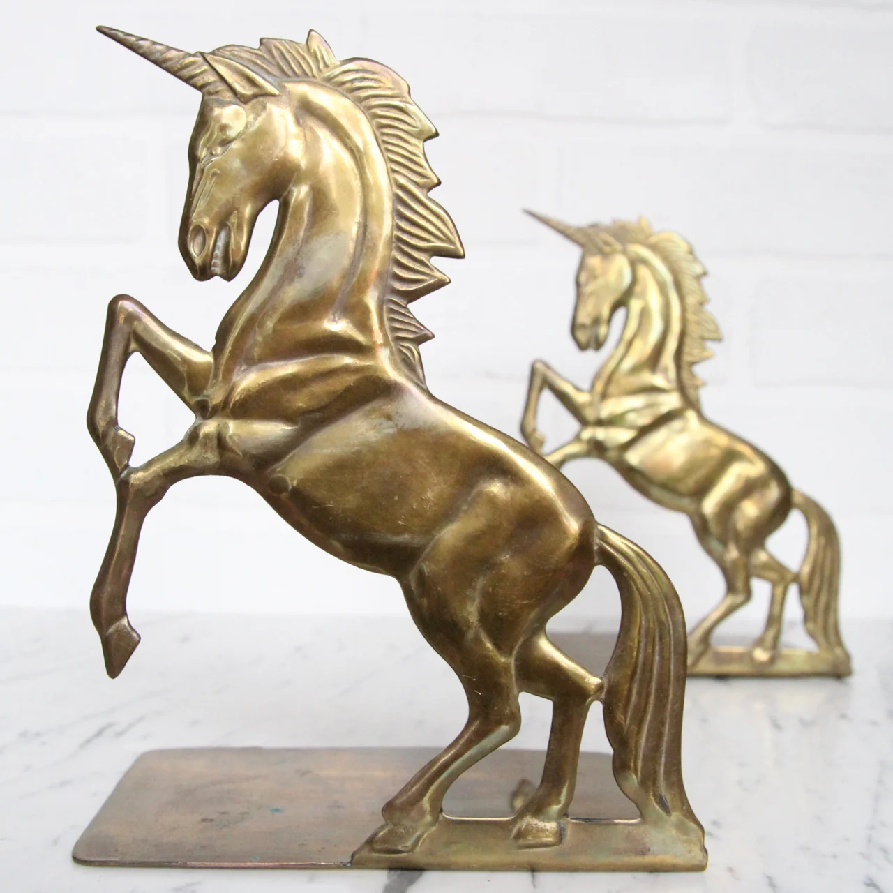 Brass Unicorn Bookends Set Of 2 Vintage Home Decor Portland