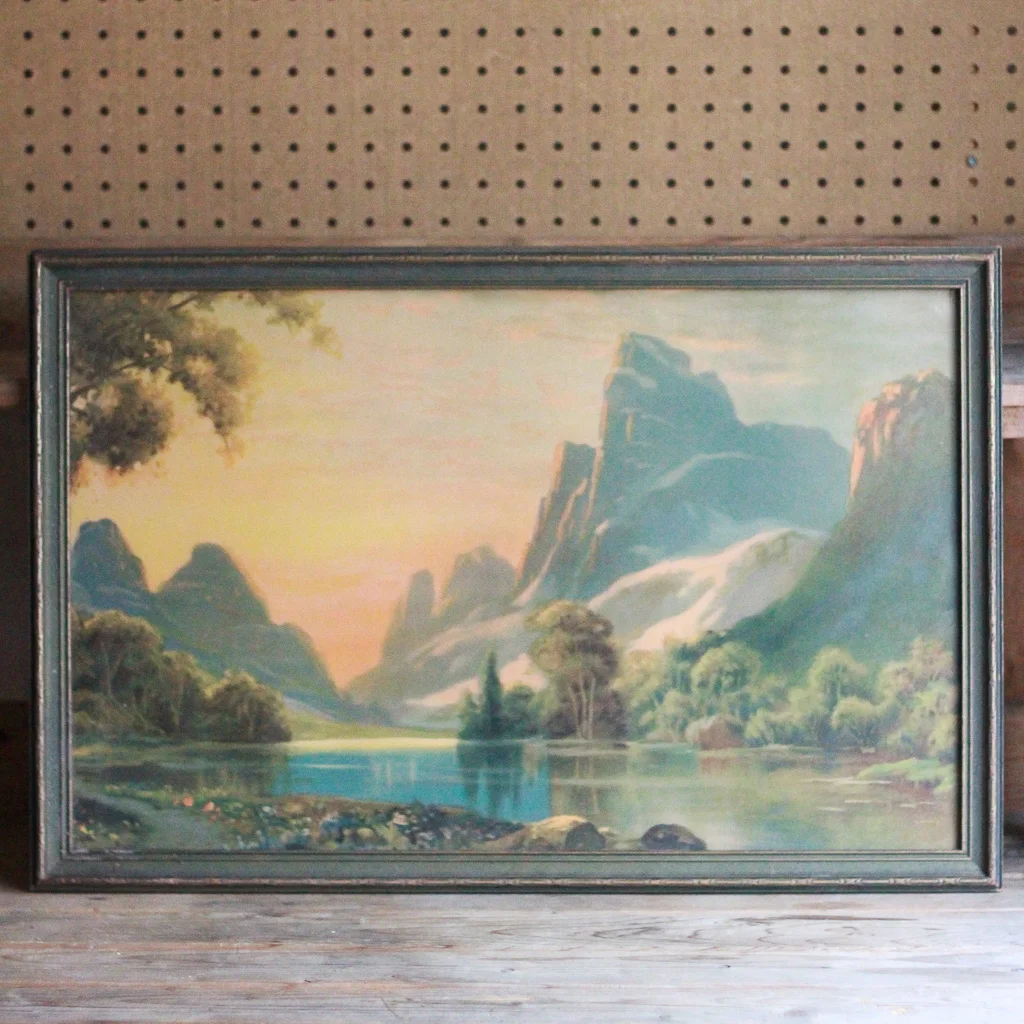 Antique Lithograph Landscape Vintage Home Decor Portland Oregon