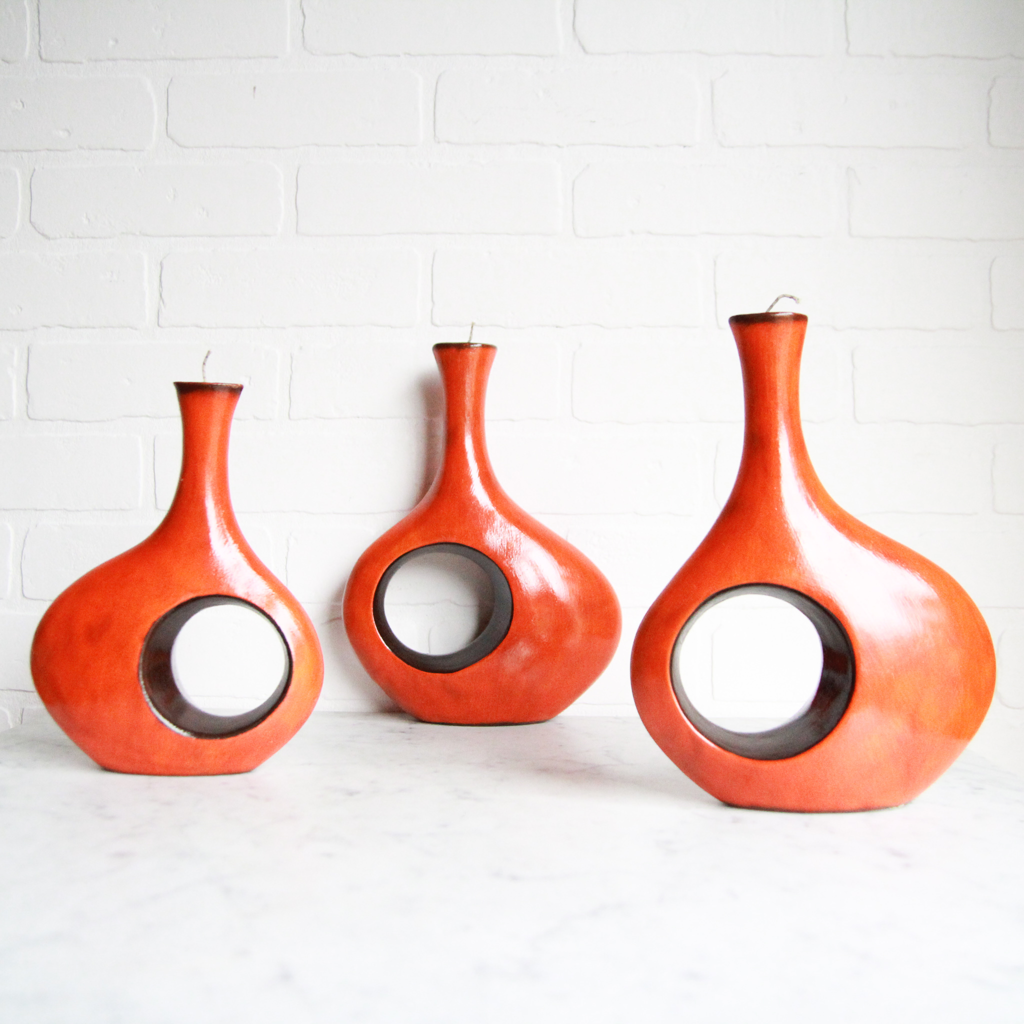 Mid Century Modern Candle Holder Trio Set Of 3 Vintage Home