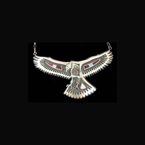 Vintage Sterling Silver Overlay Eagle Necklace