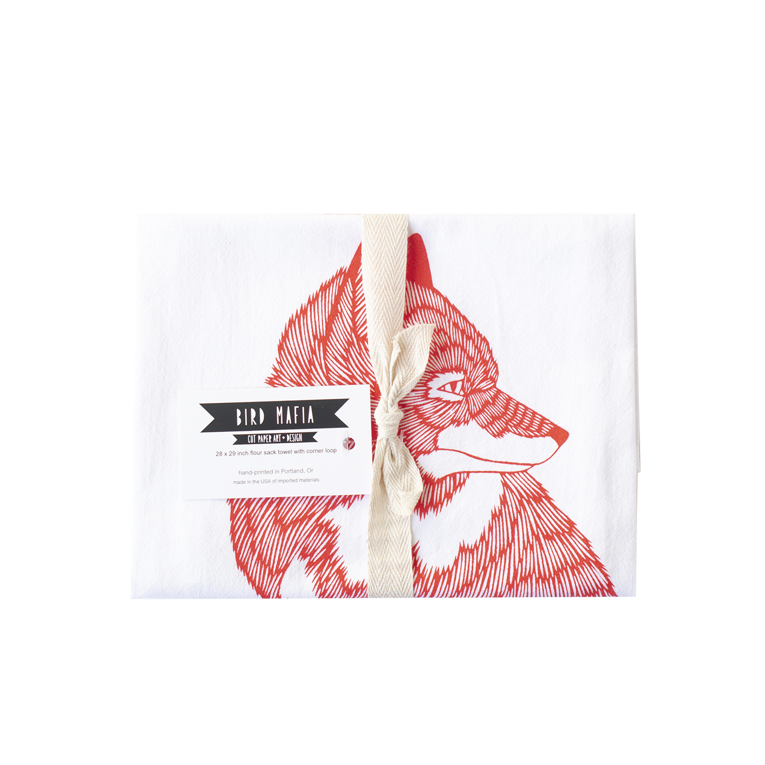 Dish Towel Hand Printed Flour Sack Tea Towel Fox Tea Towel Fox Towel