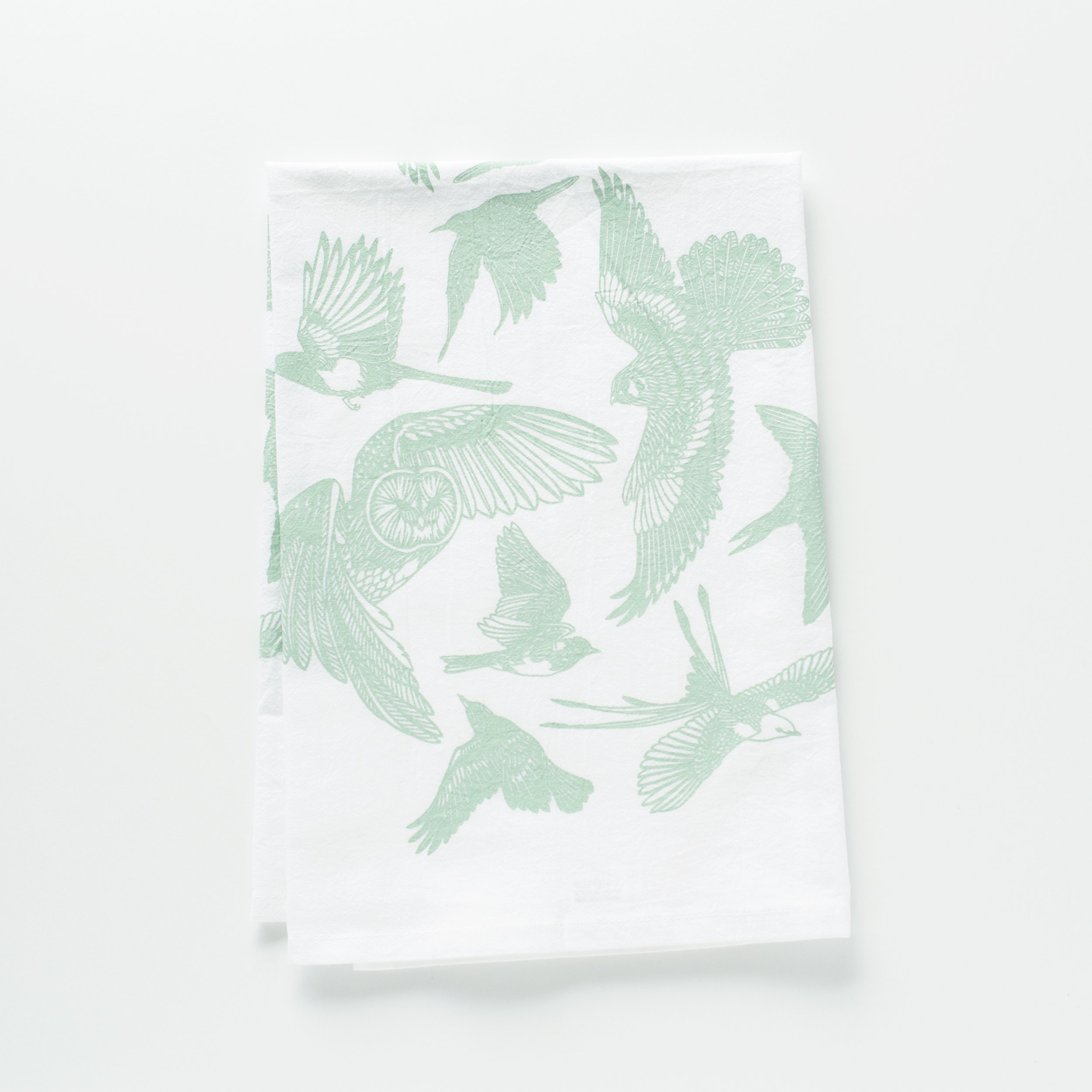 Embroidered Winter Birds Flour Sack Dish Towel - Big Black Horse, LLC