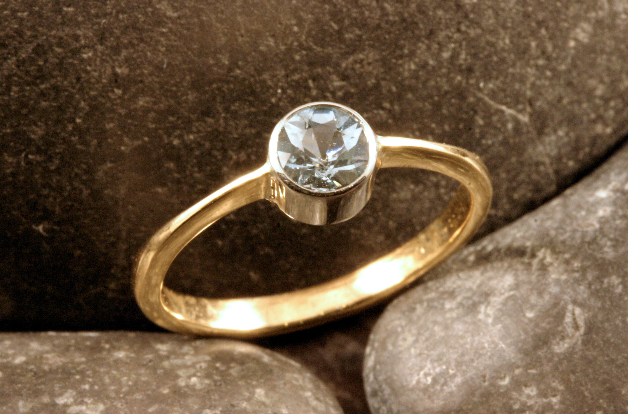 14K Two Tone Aquamarine Ring — Designs By S&R