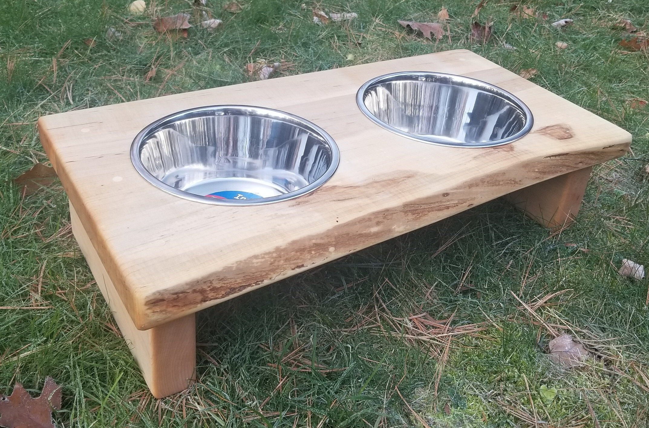 Personalized Wood Dog Feeder -Mocha Stained Poplar Elevated Pet Feeder with  Stainless Steel Bowls Included - Made to Order — Rusticcraft Designs