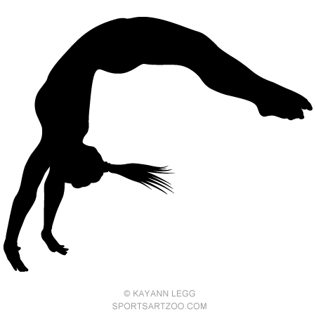 Female Gymnast Silhouette Executing A Flip Sportsartzoo