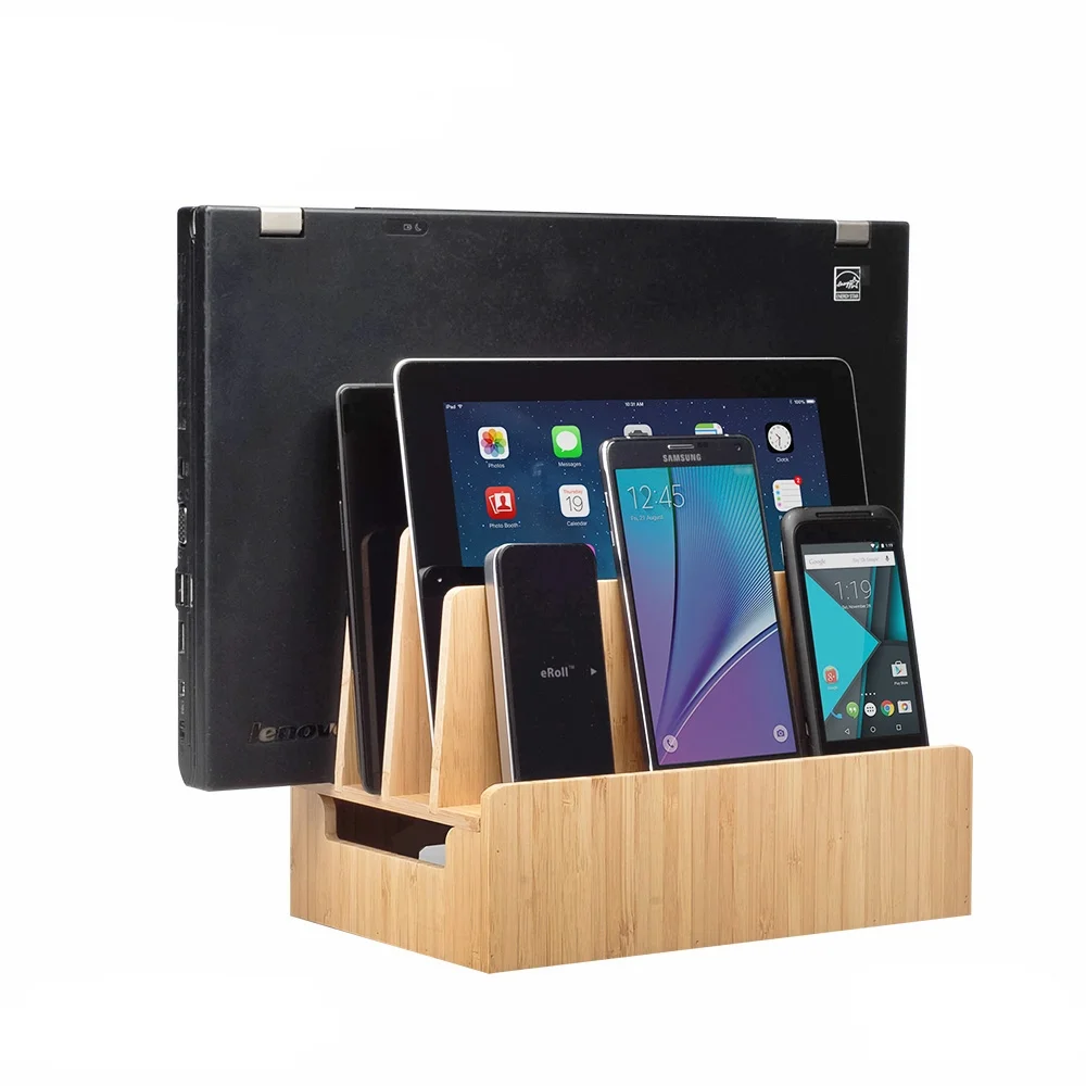 Bamboo Slim Stand And Charging Organizer Mobilevision