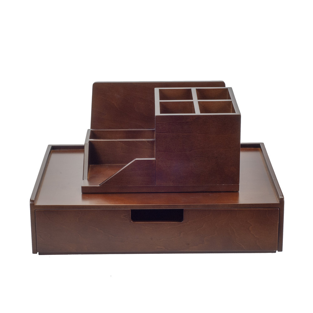 Classic Wood Drawer Plus Wood Desktop Organizer With Compartments