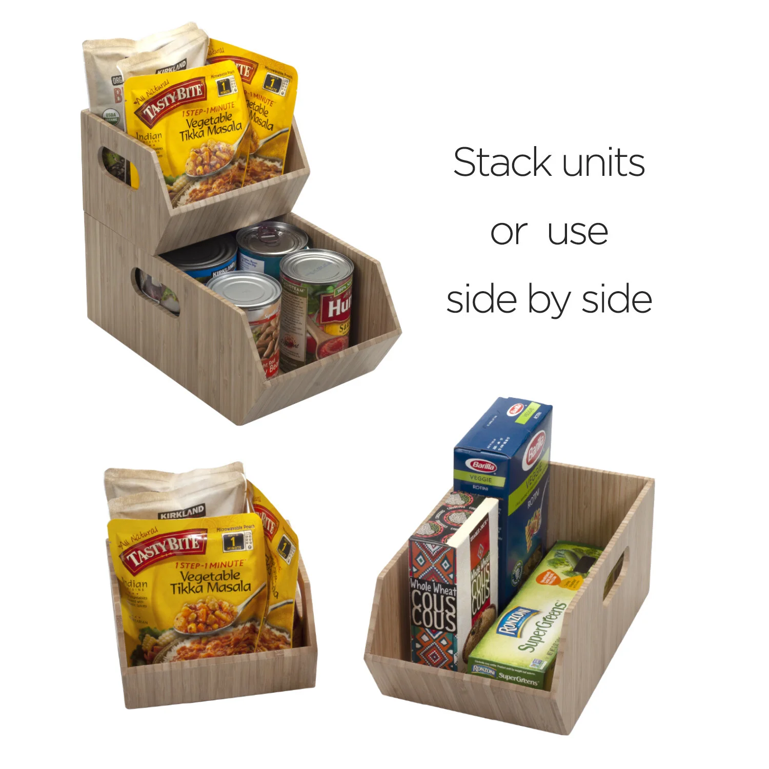Bamboo Storage Bins For Pantry Kitchen Cabinet Organizer Multi