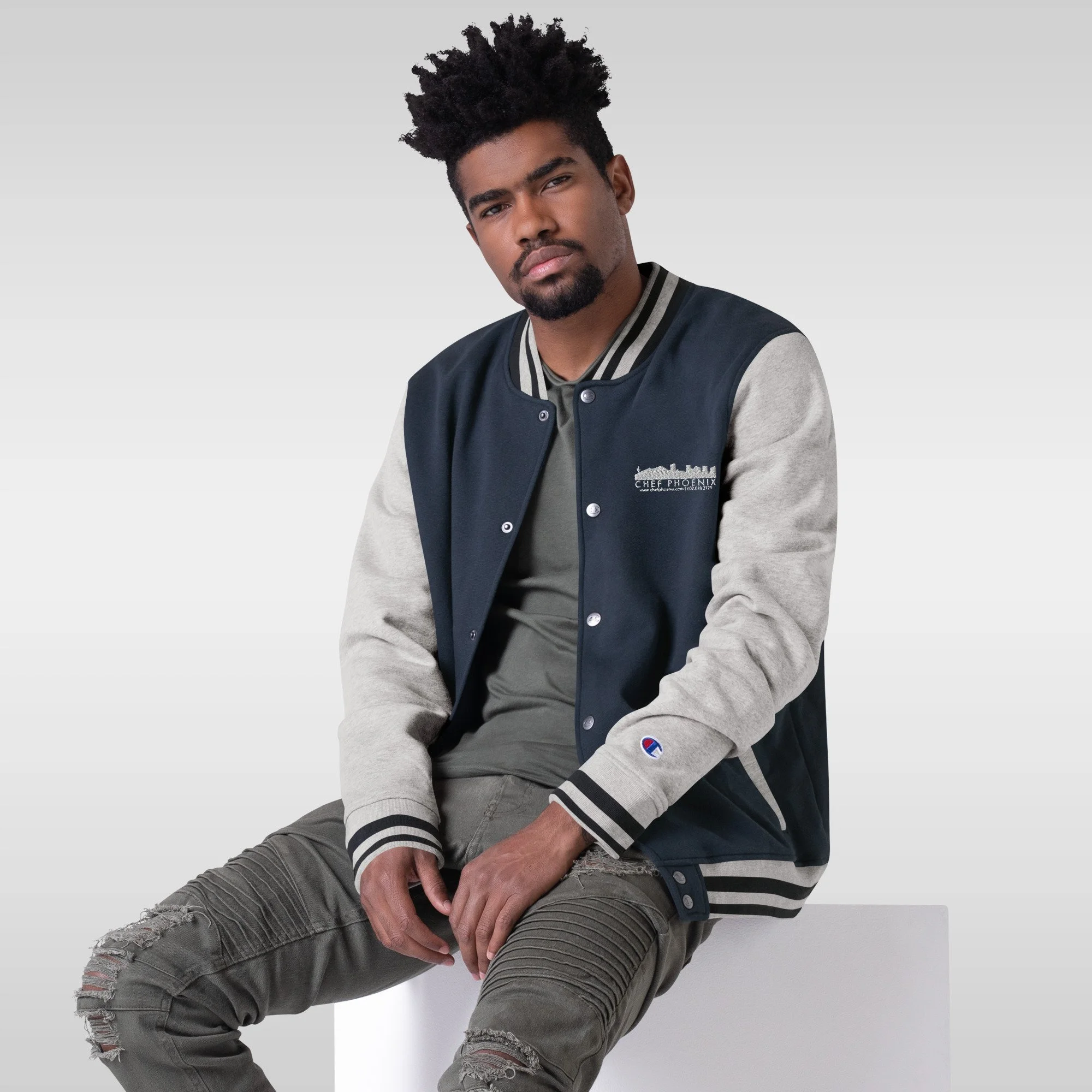 Embroidered Champion Bomber Jacket — Chef Phoenix Embroidered Champion Bomber Jacket — Chef Phoenix