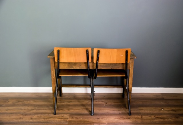 B S Yard Vintage Double School Desk