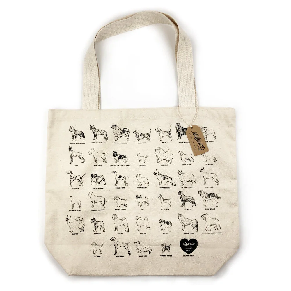 dog breed tote bags