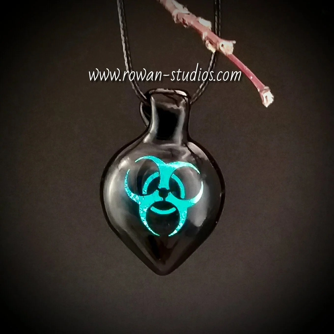 BioHazard Dichroic Pendant TealTear — Rowan Studios, llc