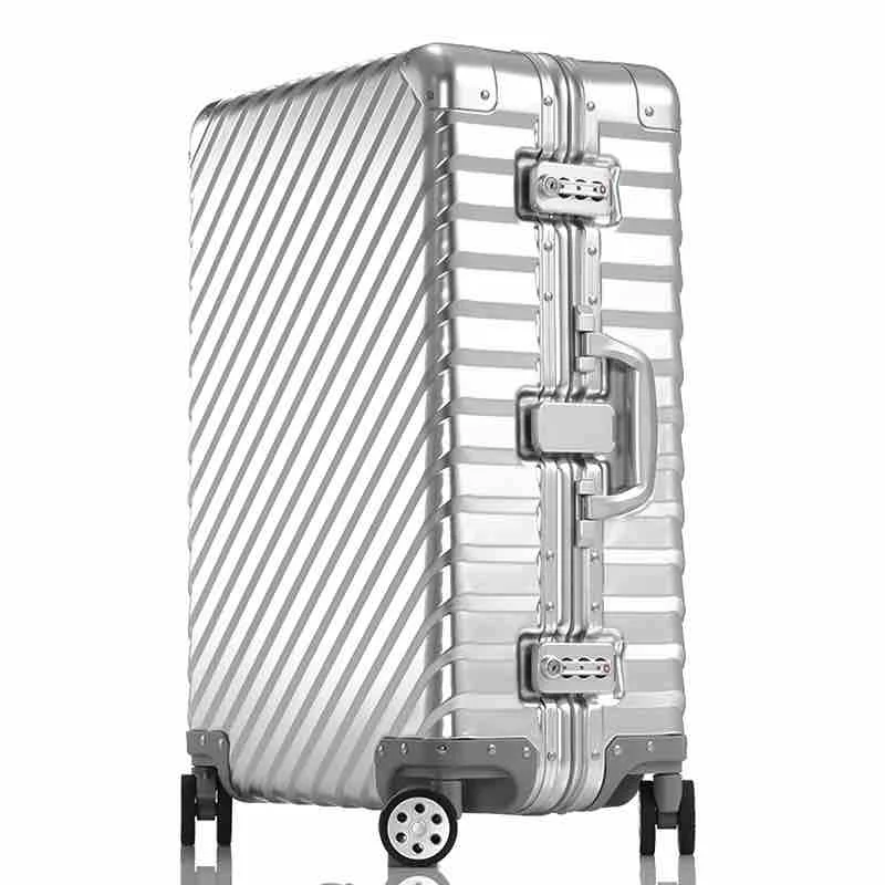 silver aluminum suitcase