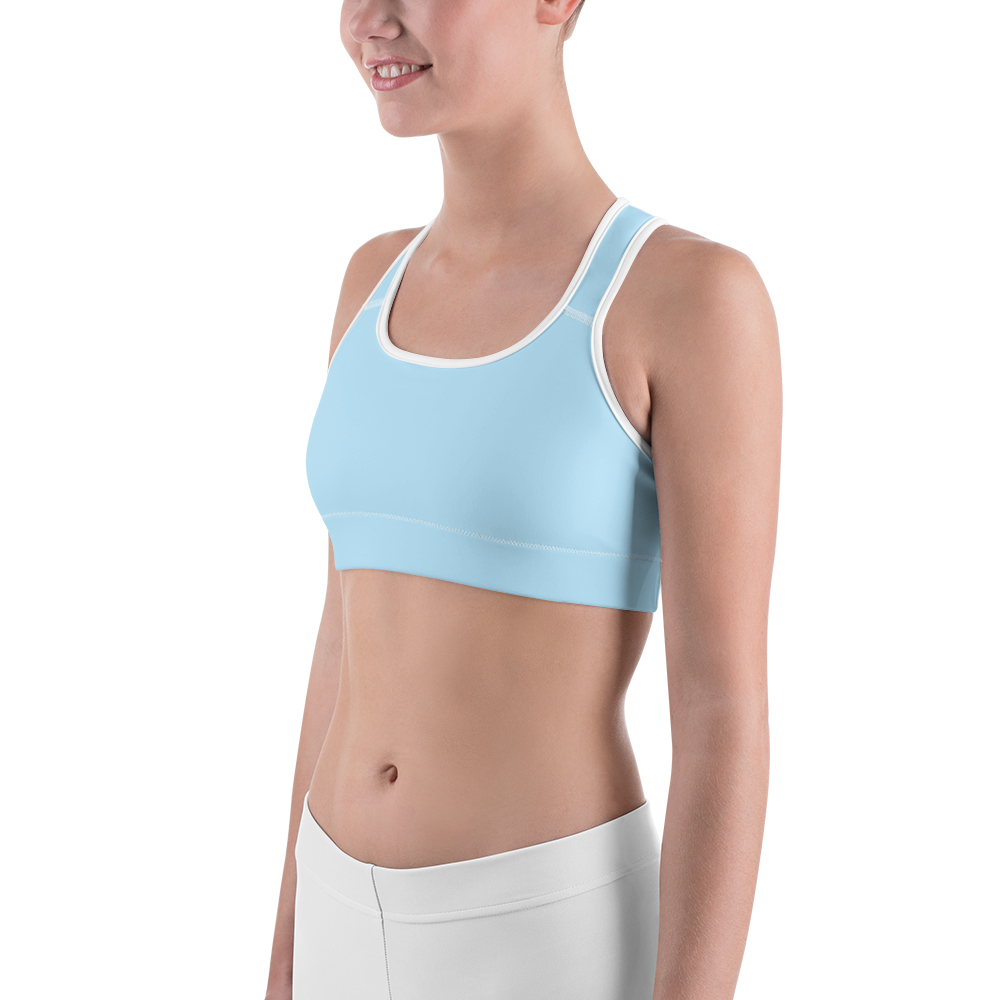 light blue sports bra